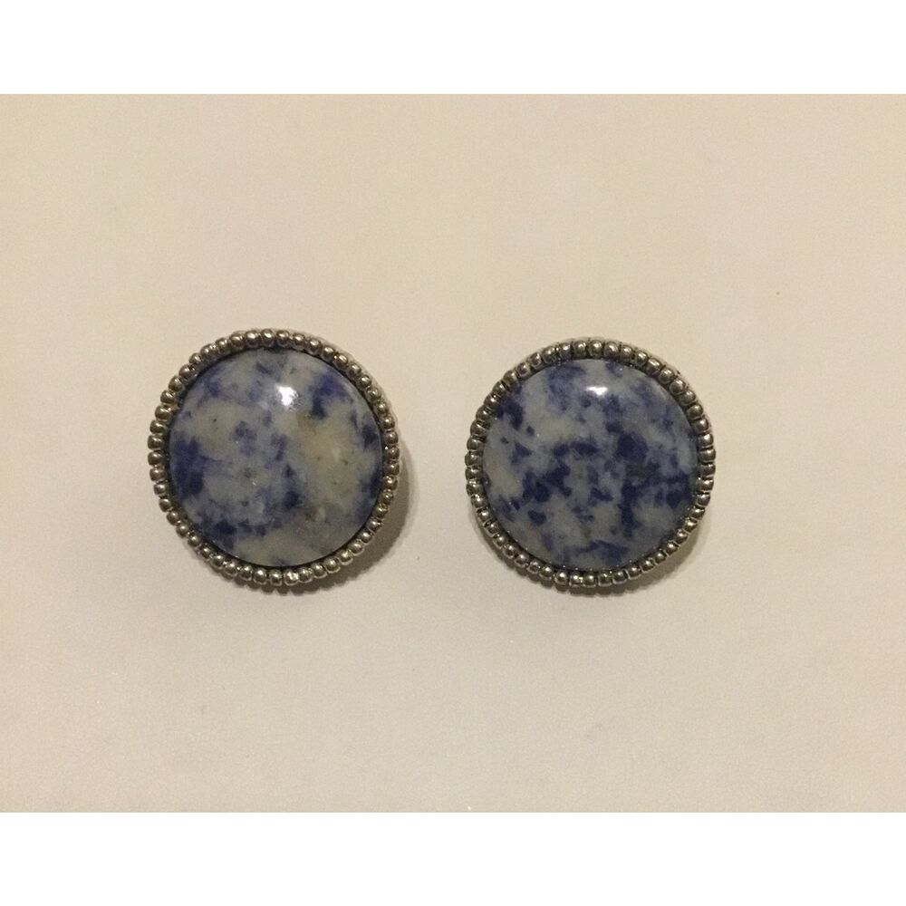 Gorgeous New Genuine Sodalite Gemstone Round Stud Earrings
